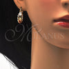 Oro Laminado Small Hoop, Gold Filled Style Twist and Star Design, Polished, Tricolor, 02.170.0024.20