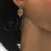 Oro Laminado Small Hoop, Gold Filled Style Twist and Star Design, Polished, Tricolor, 02.170.0024.20