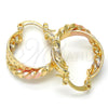 Oro Laminado Small Hoop, Gold Filled Style Twist and Star Design, Polished, Tricolor, 02.170.0024.20