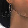 Oro Laminado Small Hoop, Gold Filled Style Twist Design, Diamond Cutting Finish, Tricolor, 02.65.2643.25