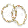 Oro Laminado Small Hoop, Gold Filled Style Twist Design, Diamond Cutting Finish, Tricolor, 02.65.2643.25
