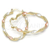 Oro Laminado Small Hoop, Gold Filled Style Twist Design, Diamond Cutting Finish, Tricolor, 02.65.2643.25