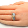 Oro Laminado Multi Stone Ring, Gold Filled Style with White Cubic Zirconia, Polished, Golden Finish, 01.284.0013.08 (Size 8)