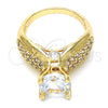 Oro Laminado Multi Stone Ring, Gold Filled Style with White Cubic Zirconia, Polished, Golden Finish, 01.284.0013.08 (Size 8)