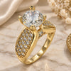 Oro Laminado Multi Stone Ring, Gold Filled Style with White Cubic Zirconia, Polished, Golden Finish, 01.284.0013.08 (Size 8)