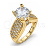 Oro Laminado Multi Stone Ring, Gold Filled Style with White Cubic Zirconia, Polished, Golden Finish, 01.284.0013.08 (Size 8)
