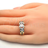Oro Laminado Multi Stone Ring, Gold Filled Style with White Cubic Zirconia, Polished, Golden Finish, 01.284.0014.07 (Size 7)