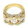 Oro Laminado Multi Stone Ring, Gold Filled Style with White Cubic Zirconia, Polished, Golden Finish, 01.284.0014.07 (Size 7)
