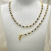 Oro Laminado Necklace and Bracelet, Gold Filled Style with Sapphire Blue and White Cubic Zirconia, Polished, Golden Finish, 06.284.0013.2