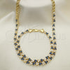 Oro Laminado Necklace and Bracelet, Gold Filled Style with Sapphire Blue and White Cubic Zirconia, Polished, Golden Finish, 06.284.0013.2
