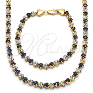 Gold Filled Bracelet — Necklace and Bracelet with Sapphire Blue and White — main product view — SKU 117110 | Oro Laminado brazalete — Necklace and Bracelet with Sapphire Blue and blanco — SKU 117110