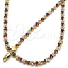 Oro Laminado Necklace and Bracelet, Gold Filled Style with Garnet and White Cubic Zirconia, Polished, Golden Finish, 06.284.0013.3