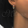 Oro Laminado Huggie Hoop, Gold Filled Style with Multicolor Cubic Zirconia, Polished, Golden Finish, 02.210.0076.20