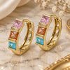 Oro Laminado Huggie Hoop, Gold Filled Style with Multicolor Cubic Zirconia, Polished, Golden Finish, 02.210.0076.20