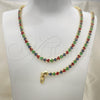 Oro Laminado Necklace and Bracelet, Gold Filled Style with Multicolor Cubic Zirconia, Polished, Golden Finish, 06.284.0013.4