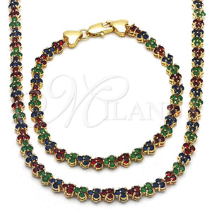 Gold Filled Bracelet — Necklace and Bracelet with Multicolor Cubic Zirconia Polished — main product view — SKU 117115 | Oro Laminado brazalete — Necklace and Bracelet with Multicolor Cubic Zirconia pulido — SKU 117115