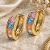 Oro Laminado Huggie Hoop, Gold Filled Style with Multicolor Cubic Zirconia, Polished, Golden Finish, 02.210.0077.20