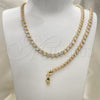 Oro Laminado Necklace and Bracelet, Gold Filled Style with White Cubic Zirconia, Polished, Golden Finish, 06.284.0014.4