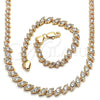 Oro Laminado Necklace and Bracelet, Gold Filled Style with White Cubic Zirconia, Polished, Golden Finish, 06.284.0014.4