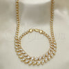 Oro Laminado Necklace and Bracelet, Gold Filled Style with White Cubic Zirconia, Polished, Golden Finish, 06.284.0014.4