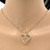 Oro Laminado Pendant Necklace, Gold Filled Style Heart Design, with White Cubic Zirconia, Polished, Golden Finish, 04.99.0030.18 (02 MM Thickness, 18 Inches Length)