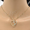 Oro Laminado Pendant Necklace, Gold Filled Style Heart Design, with White Cubic Zirconia, Polished, Golden Finish, 04.99.0030.18 (02 MM Thickness, 18 Inches Length)