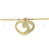 Oro Laminado Pendant Necklace, Gold Filled Style Heart Design, with White Cubic Zirconia, Polished, Golden Finish, 04.99.0030.18 (02 MM Thickness, 18 Inches Length)