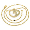 Oro Laminado Pendant Necklace, Gold Filled Style Heart Design, with White Cubic Zirconia, Polished, Golden Finish, 04.99.0030.18 (02 MM Thickness, 18 Inches Length)