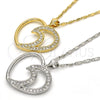 Oro Laminado Pendant Necklace, Gold Filled Style Heart Design, with White Cubic Zirconia, Polished, Golden Finish, 04.99.0030.18 (02 MM Thickness, 18 Inches Length)