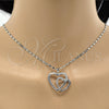 Rhodium Gold Filled Pendant Necklace, Heart Design, with White Cubic Zirconia, Polished, Rhodium Finish, 04.99.0031.1.18 (02 MM Thickness, 18 Inches Length)