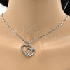 Rhodium Gold Filled Pendant Necklace, Heart Design, with White Cubic Zirconia, Polished, Rhodium Finish, 04.99.0031.1.18 (02 MM Thickness, 18 Inches Length)