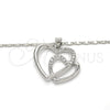 Rhodium Gold Filled Pendant Necklace, Heart Design, with White Cubic Zirconia, Polished, Rhodium Finish, 04.99.0031.1.18 (02 MM Thickness, 18 Inches Length)