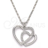 Rhodium Gold Filled Pendant Necklace, Heart Design, with White Cubic Zirconia, Polished, Rhodium Finish, 04.99.0031.1.18 (02 MM Thickness, 18 Inches Length)