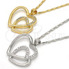 Rhodium Gold Filled Pendant Necklace, Heart Design, with White Cubic Zirconia, Polished, Rhodium Finish, 04.99.0031.1.18 (02 MM Thickness, 18 Inches Length)