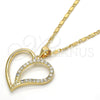 Oro Laminado Pendant Necklace, Gold Filled Style with White Cubic Zirconia, Polished, Golden Finish, 04.99.0032.18 (02 MM Thickness, 18 Inches Length)