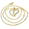Oro Laminado Pendant Necklace, Gold Filled Style with White Cubic Zirconia, Polished, Golden Finish, 04.99.0032.18 (02 MM Thickness, 18 Inches Length)