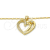 Oro Laminado Pendant Necklace, Gold Filled Style Heart Design, with White Cubic Zirconia, Polished, Golden Finish, 04.99.0034.18 (02 MM Thickness, 18 Inches Length)
