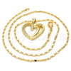 Oro Laminado Pendant Necklace, Gold Filled Style Heart Design, with White Cubic Zirconia, Polished, Golden Finish, 04.99.0034.18 (02 MM Thickness, 18 Inches Length)