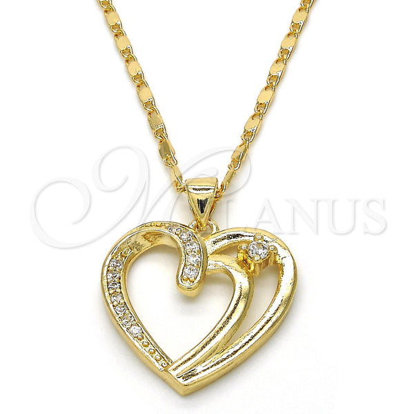 Gold Filled Necklace — Pendant Necklace Heart Design with White Cubic Zirconia — main product view — SKU 117147 | Oro Laminado collar — Pendant Necklace corazón diseño with blanco Cubic Zirconia — SKU 117147