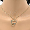 Oro Laminado Pendant Necklace, Gold Filled Style Heart Design, with White Cubic Zirconia, Polished, Golden Finish, 04.99.0037.18 (02 MM Thickness, 18 Inches Length)