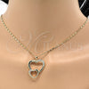 Oro Laminado Pendant Necklace, Gold Filled Style Heart Design, with White Cubic Zirconia, Polished, Golden Finish, 04.99.0037.18 (02 MM Thickness, 18 Inches Length)