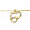 Oro Laminado Pendant Necklace, Gold Filled Style Heart Design, with White Cubic Zirconia, Polished, Golden Finish, 04.99.0037.18 (02 MM Thickness, 18 Inches Length)