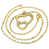 Oro Laminado Pendant Necklace, Gold Filled Style Heart Design, with White Cubic Zirconia, Polished, Golden Finish, 04.99.0037.18 (02 MM Thickness, 18 Inches Length)