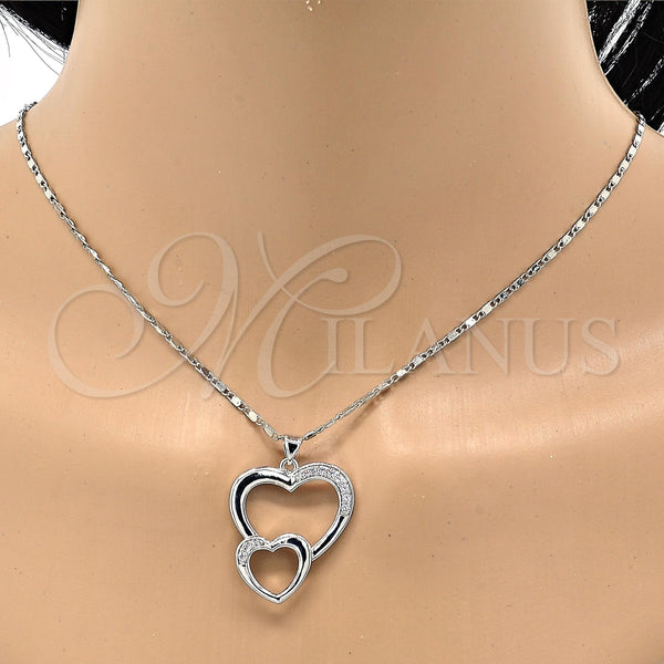 White Gold Filled Necklace — Pendant Necklace Heart Design with White Cubic Zirconia — alternate product view — SKU 117154 | Oro Laminado Blanco collar — Pendant Necklace corazón diseño with blanco Cubic Zirconia — SKU 117154