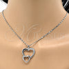 Rhodium Plated Pendant Necklace, Heart Design, with White Cubic Zirconia, Polished, Rhodium Finish, 04.99.0037.1.18 (02 MM Thickness, 18 Inches Length)
