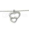 Rhodium Plated Pendant Necklace, Heart Design, with White Cubic Zirconia, Polished, Rhodium Finish, 04.99.0037.1.18 (02 MM Thickness, 18 Inches Length)