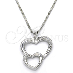 White Gold Filled Necklace — Pendant Necklace Heart Design with White Cubic Zirconia — main product view — SKU 117154 | Oro Laminado Blanco collar — Pendant Necklace corazón diseño with blanco Cubic Zirconia — SKU 117154