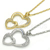 Rhodium Plated Pendant Necklace, Heart Design, with White Cubic Zirconia, Polished, Rhodium Finish, 04.99.0037.1.18 (02 MM Thickness, 18 Inches Length)