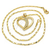 Oro Laminado Pendant Necklace, Gold Filled Style Heart Design, with White Cubic Zirconia, Polished, Golden Finish, 04.99.0038.18 (02 MM Thickness, 18 Inches Length)