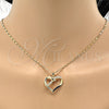 Oro Laminado Pendant Necklace, Gold Filled Style Heart Design, with White Cubic Zirconia, Polished, Golden Finish, 04.99.0039.18 (02 MM Thickness, 18 Inches Length)